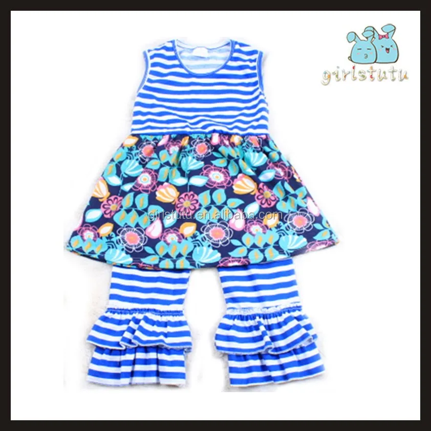 2016ブティック女の子扮卸売2ピース子供コットン服フラッタースリーブトップとフリルショーツ仕入れ・メーカー・工場