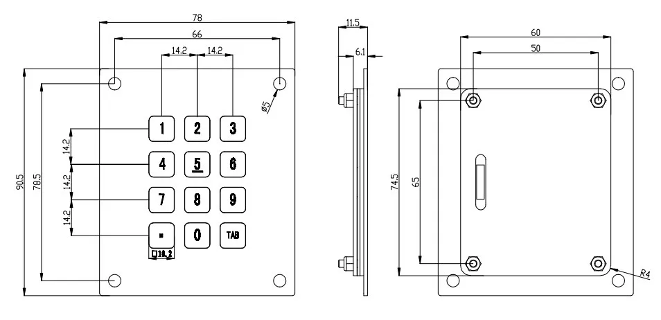 Metal metal keypad intercom usb metal numeric waterproof keypad keypad