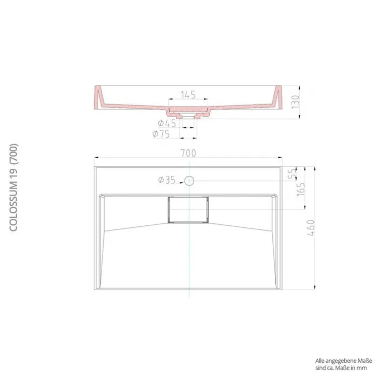 D130J Rectangular Solid Surface Washbasin Bath Basin stein waschbecken lavabo bathroom 80 x 46 x 13 cm