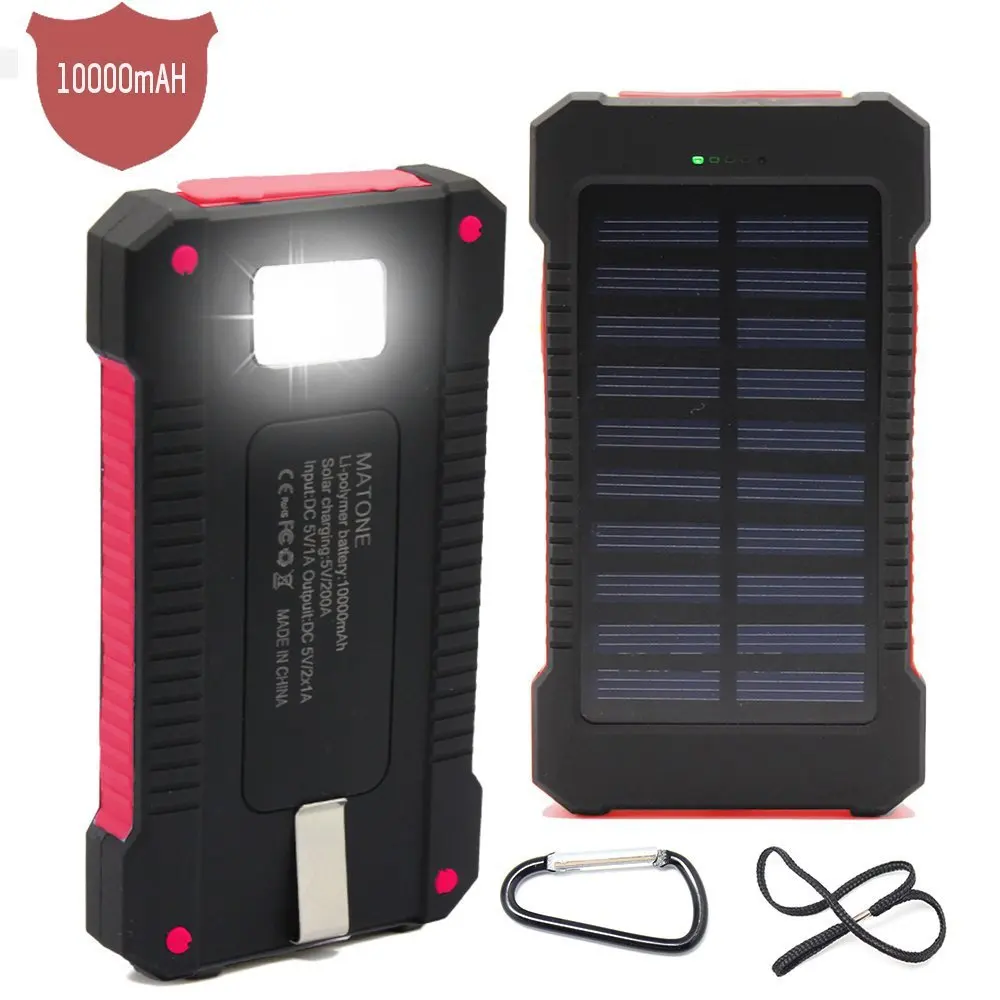 Waterproof 10000mAh Portable Compass Solar Charger Dual USB Battery Power Bank For iPhone for Samsung Smartphone - ANKUX.COM