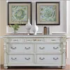 Simple Stylish Wooden Console Cabinet/ Drawer Chest, Hand Painted Country Style Console Table With Mirror
