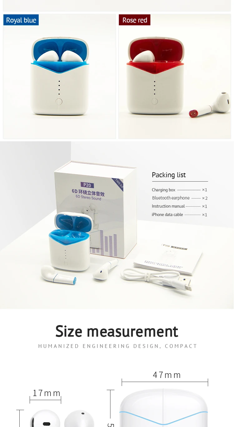 new invented products wireless waterproof earbuds with mic P20 tws wireless earphone - ANKUX.COM