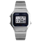 skmei 1377 led vintage jewelry watch silver steel digital with alarm chronograph