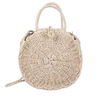 JAKIJAYI custom round shape single shoulder straw bag women summer beach straw handbag