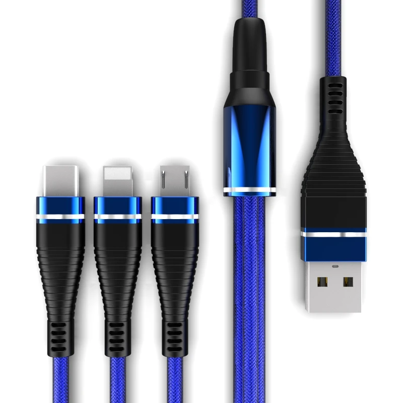 90 Degree Angle Elbow L Bending USB Data Phone Charger Charging 3 in 1 USB cable for iphone android type C - ANKUX.COM