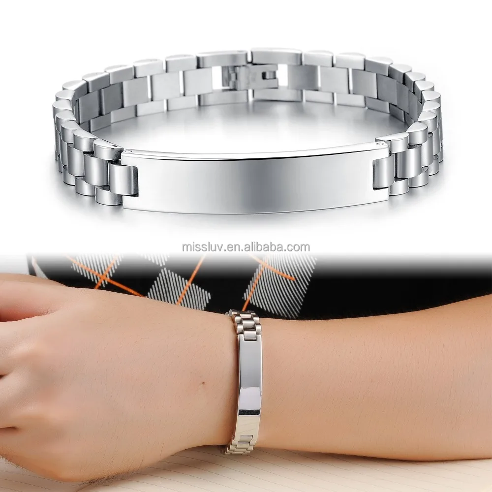 Custom inspired logo laser stainless steel chain bracelet jewelry blank Titanium steel watch band bracelet for men women, Gold, silver, black, gold-silver double color 
Custom inspired logo laser stainless steel chain bracelet jewelry blank Titanium steel watch band bracelet for men women, Gold, silver, black, gold-silver double color