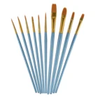 10pcs Nylon Hair Paint Brush Set Artist Brush CONDA Watercolor Acrylic Oil Painting Supplies,Blue