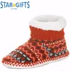 Keep Warm Women's Memory Foam Sweater Knit Indoor Boot Slippers With Faux Fur Lining