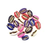 Hot Sell DIY Natural Cowrie Sea Shell Beads Loose Slices Enamel Colors in Gold Coating For Jewelry Making Supplies