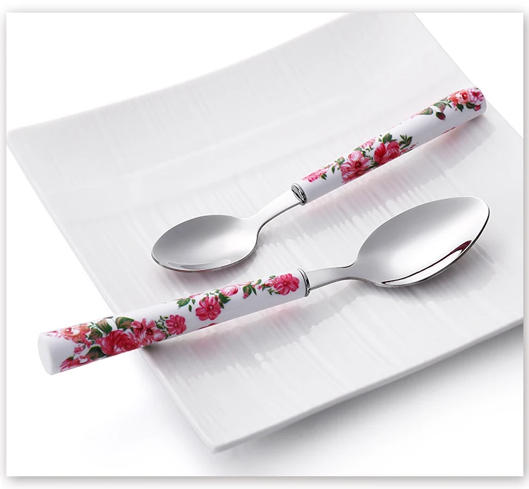 Family Reunions Use Plastics handle Cutlery Set Stainless Steel