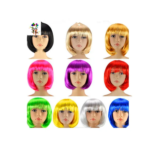 Cheap Colors Fancy Dress Costume Short Bob Synthetic Carnival/Halloween Party Wigs Factory HPC-0002