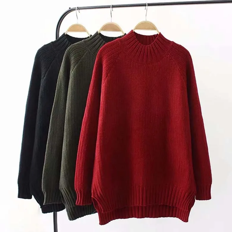 wholesale new apparel sweater half-high neck women long pullover pure oversized polyester Knitted sweater female
wholesale new apparel sweater half-high neck women long pullover pure oversized polyester Knitted sweater female