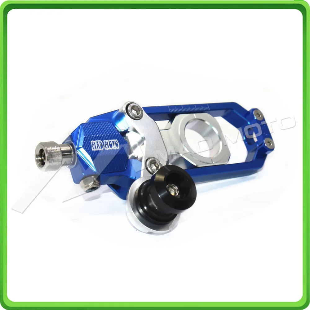 Motorcycle Chain Tensioner Adjuster with paddock bobbins fit for HONDA CBR 1000 RR CBR1000RR 2004 2005 2006 2007 Blue & Silver (10)
