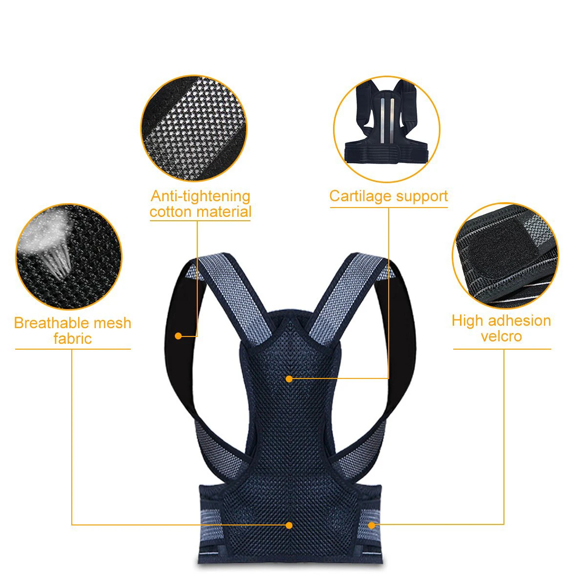 2019 Hot Selling Adjustable Back Brace Support back posture shoulder support brace, Black
2019 Hot Selling Adjustable Back Brace Support back posture shoulder support brace, Black