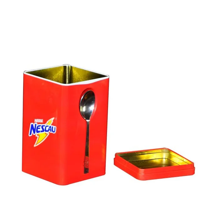 square shape metal tin box bulk tea coffee sugar tin cans with