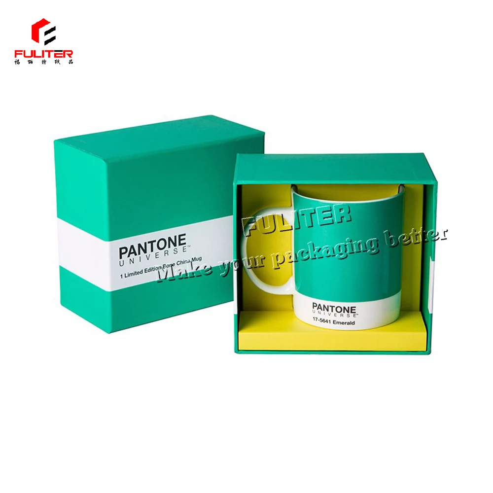 custom design rigid paper printed packaging coffee mug box