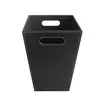 Classic Leather Trash Cans Waste Paper Basket Storage Bin for Bathroom, Kitchen, Office and High Class Hotel (Black, Square)