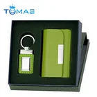 Unique boxed leather card holder and keychain airplane gifts