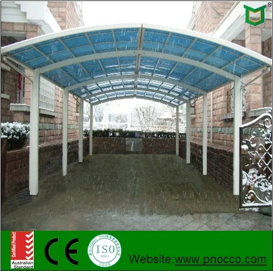 Outdoor Aluminum Frame Two Car Shelter With Polycarbonate Roof