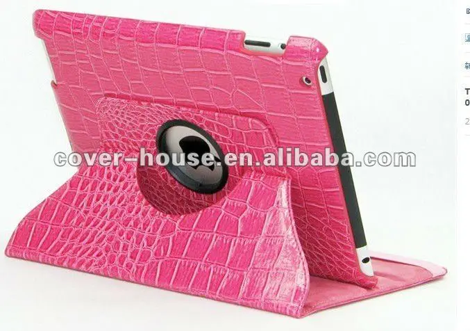 360 Ddgree rotating Croco leather case for ipad 2/3