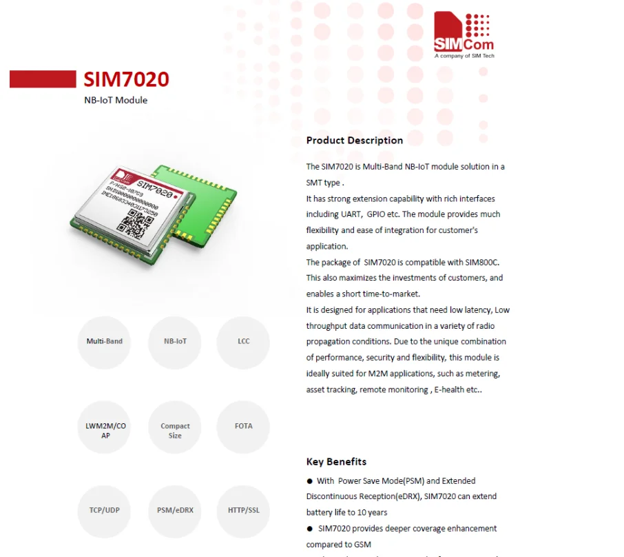 SIMCOM SIM7020E LTE NB-IoT Module - ANKUX.COM