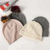 cable Knit wool and Cashmere Beanie womens with fur pom pom