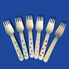 Stripes or Polka Dots Disposable Wooden Cutlery Spoon Fork Knife