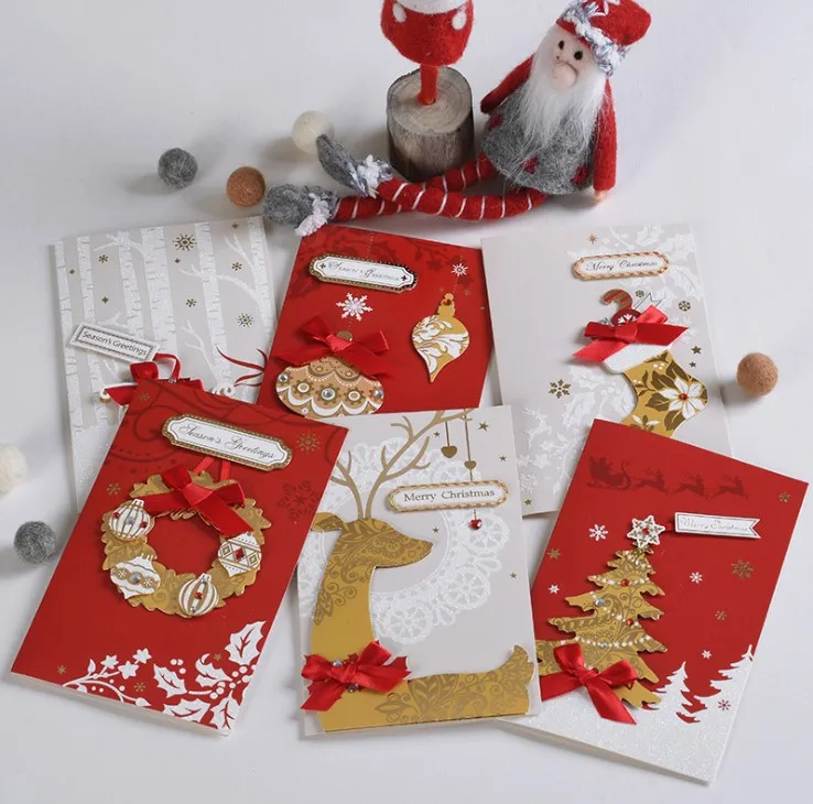 2019 Шэньчжэнь завод Рождество снег оленей деревья лазерная резка сложенная Рождественская открытка с конвертом