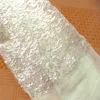 Fashion high quality net shining sequins embroidered fabric light Green embroidery fabric