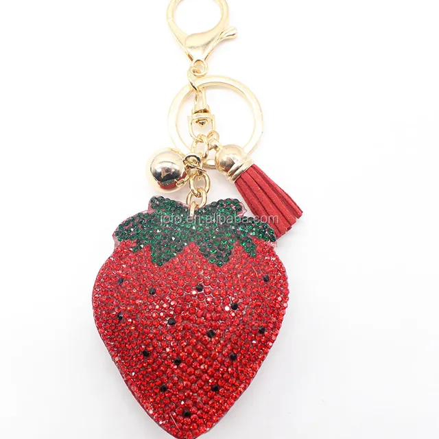 crystal strawberry key chain-source quality   key