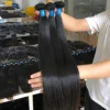Double drawn wholesale natural unprocessed raw virgin indian human hair vendors cuticle aligned indian temple hair from india