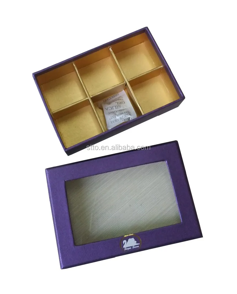 chocolate gift box with clear window and dividers for party