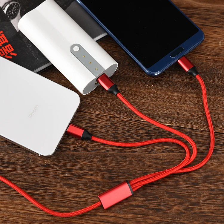 Wholesale Price Nylon Braided Colored 3 IN 1 Universal Mobile Charger Heads USB Cables for Phones - ANKUX.COM