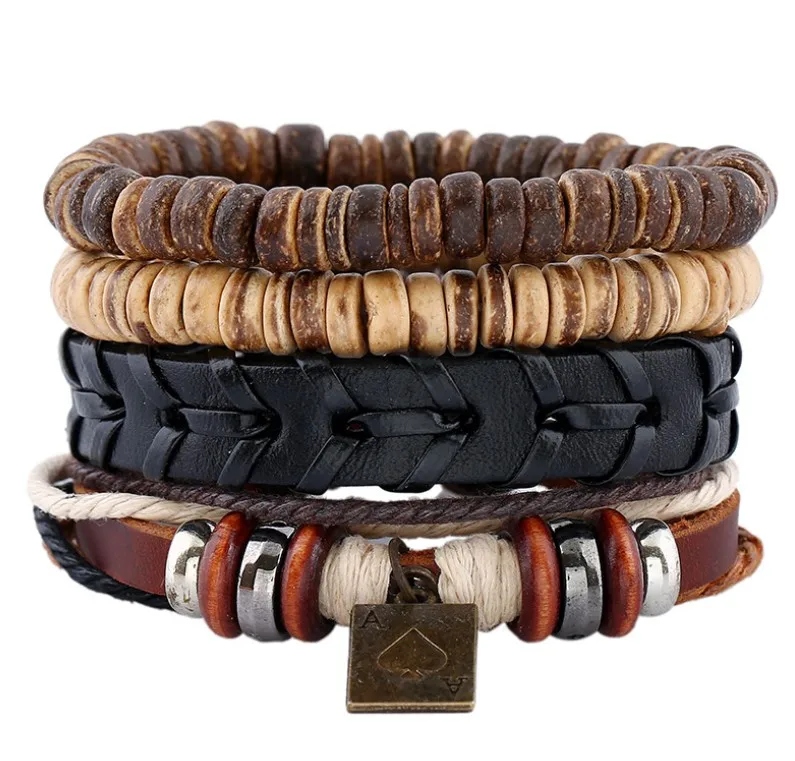 High Quality Coconut Shell Bracelet Leather Jewelry Multi Layer Men's Simple Retro Woven Leather Bracelet, Picture
High Quality Coconut Shell Bracelet Leather Jewelry Multi Layer Men's Simple Retro Woven Leather Bracelet, Picture