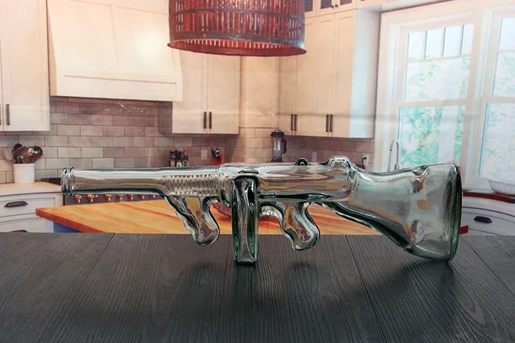 machine gun glass wine bottle