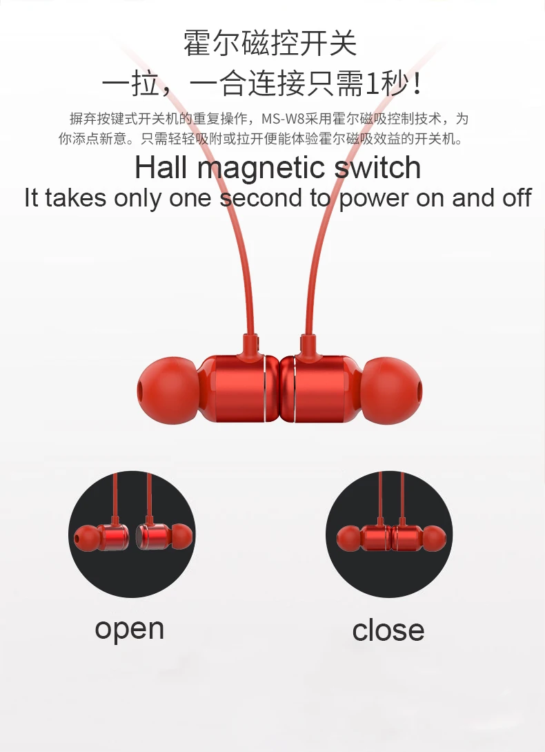 2019 innovative noise cancelling bluetooth headset , magnetic control switch wireless headphone W8 neckband earphone - ANKUX.COM