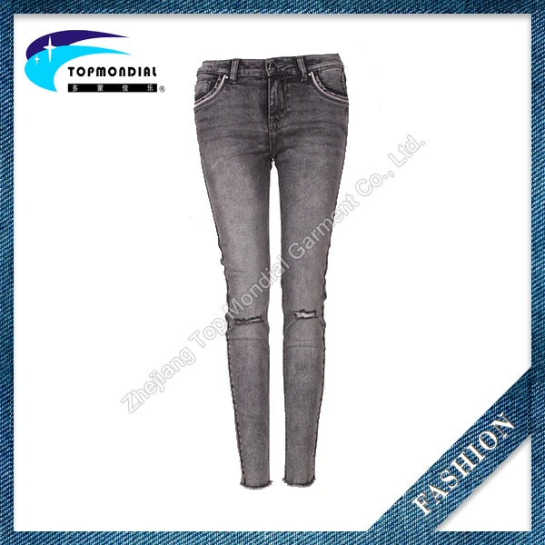 High Waist Jeans /Women Pants /Trousers ripped jeans with holes
