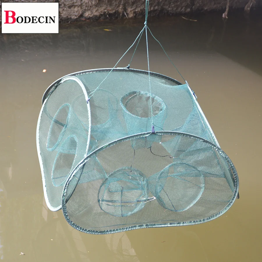 Sale 9 Inlets All Fishing Net Folded Fish Shrimp Cages Network Crayfish Fish Crab Trap Catcher Casting Mesh Nets Tank China (11)