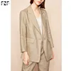 Latest Fashion Design Cotton Linen Long Sleeve Women Jacket Blazer