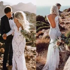 Open Back Ladies Casual White Lace Mermaid Bridal Wedding Dresses