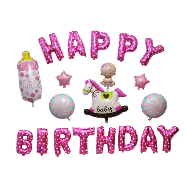 the birthday balloon is decorated with an aluminum foil alphabet