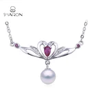 Italian Rhinestone Choker Red Crystal Love Flower Sterling Silver Pearl Mount Pendant Necklace Jewelry Set For Women