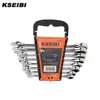 Chrome Vandium 8pcs Ring & Open End Ratchet Spanner Wrench Set With Ring Ratchet Combination Gear Spanner Set for Repair