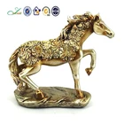 2016 new polyresin plated golden home decorative resin horse statue