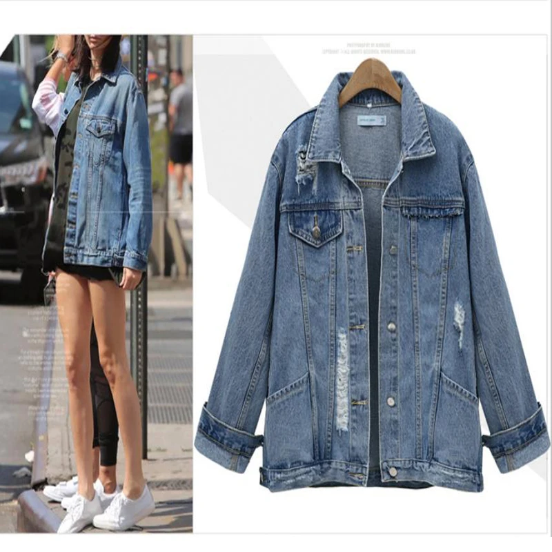 New 2018 Spring Plus Size Women Jacket Jeans Turn-down Collar Casual Woman Denim Jackets And Coats Hole jaqueta jeans Big Size, Blue
New 2018 Spring Plus Size Women Jacket Jeans Turn-down Collar Casual Woman Denim Jackets And Coats Hole jaqueta jeans Big Size, Blue