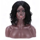 Body wave BOB style synthetic wigs 16" natural black synthetic lace front wigs Party Daily Dress