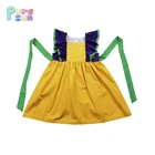 wholesale children's boutique clothing 2019 mardi gras clothing woven cotton baby girls dress