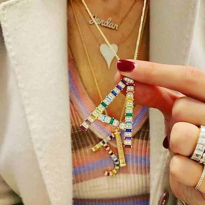 2022 Big rainbow Alphabet long women chain custom name Letter Initial necklace, Customized
2022 Big rainbow Alphabet long women chain custom name Letter Initial necklace, Customized