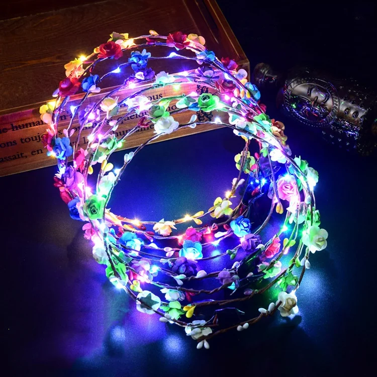 Party Hair Accessories Led Plastic Flower Crown Headband For