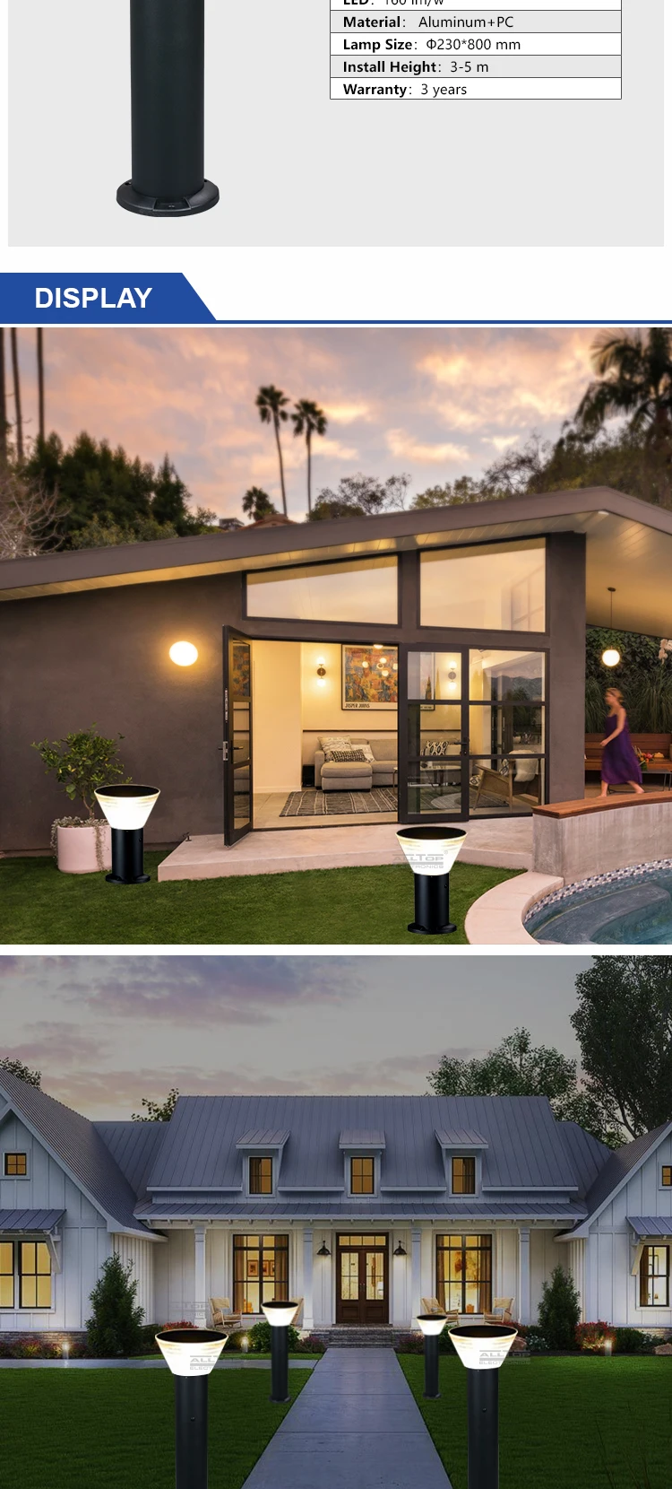 Free sample IP65 waterproof outdoor lighting smd 5w led solar garden light